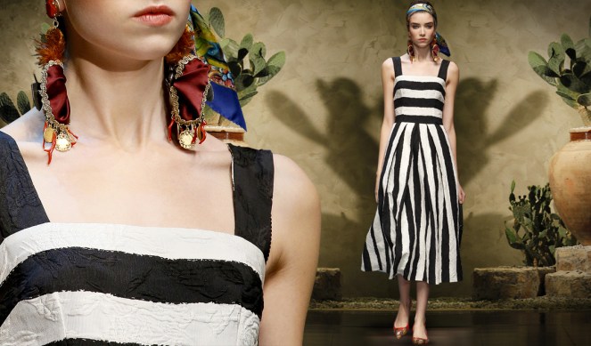 02-dolce-and-gabbana-womenswear-ss-2013-sicilian-folk-collection-black-and-white-stripes-striped-brocade-midi-dress