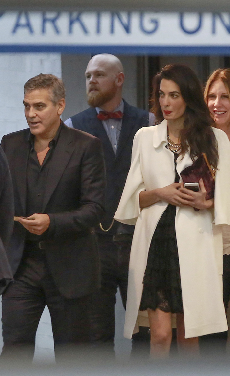 *EXCLUSIVE* George Clooney and Amal Alamuddin night out with friends at SoHo House