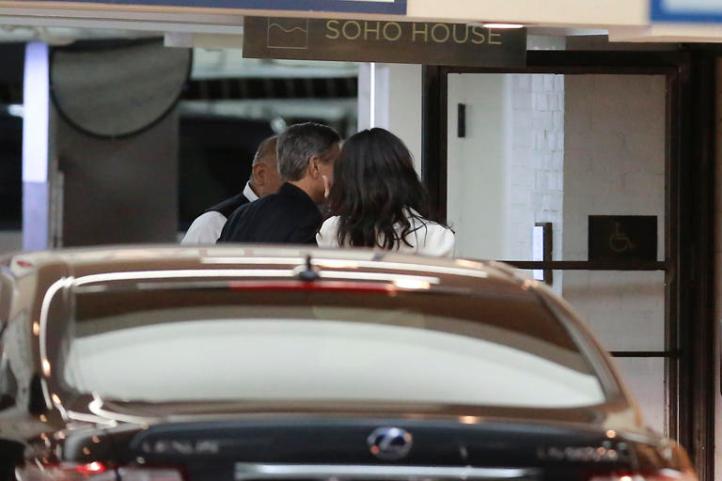 *EXCLUSIVE* George Clooney and Amal Alamuddin night out with friends at SoHo House