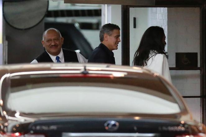 *EXCLUSIVE* George Clooney and Amal Alamuddin night out with friends at SoHo House