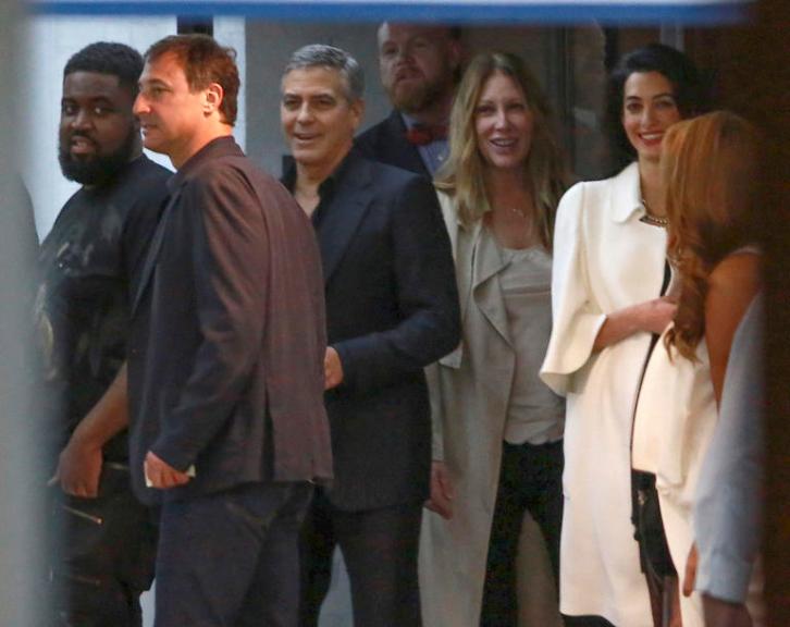 *EXCLUSIVE* George Clooney and Amal Alamuddin night out with friends at SoHo House