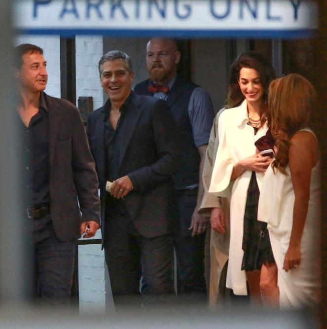 *EXCLUSIVE* George Clooney and Amal Alamuddin night out with friends at SoHo House
