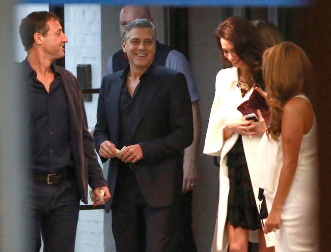 *EXCLUSIVE* George Clooney and Amal Alamuddin night out with friends at SoHo House