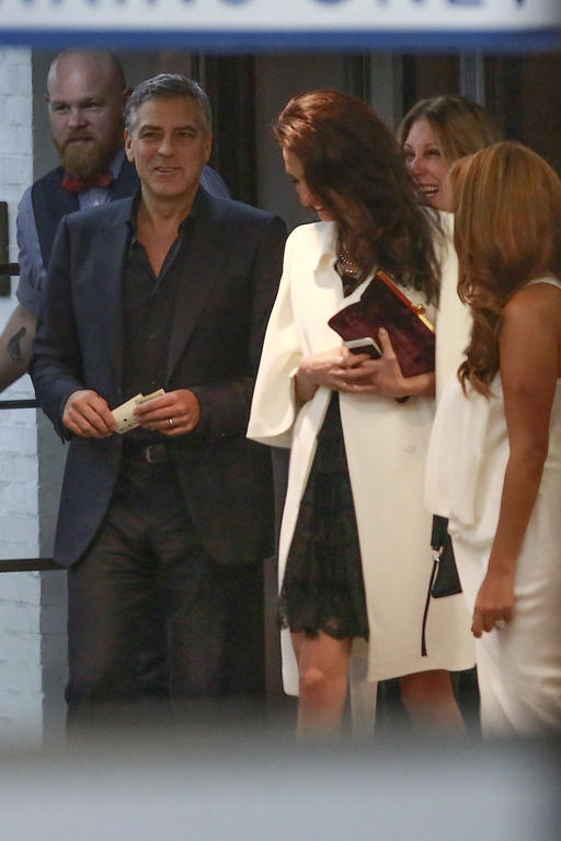 *EXCLUSIVE* George Clooney and Amal Alamuddin night out with friends at SoHo House