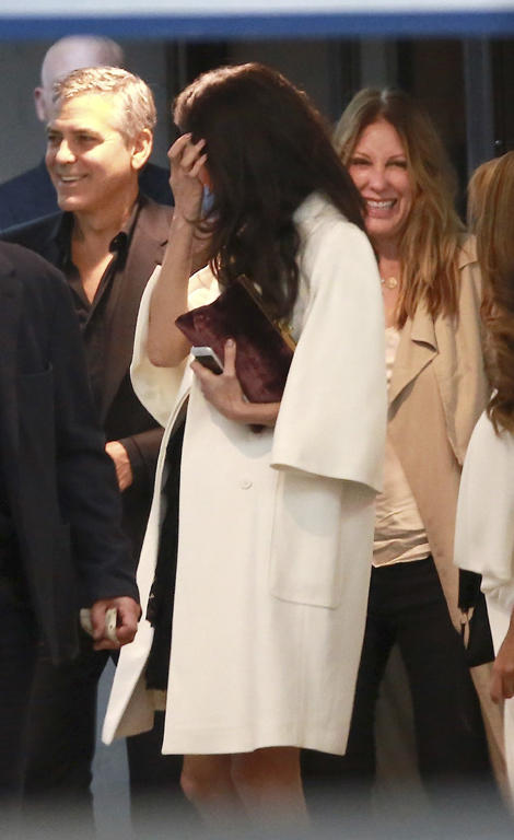 *EXCLUSIVE* George Clooney and Amal Alamuddin night out with friends at SoHo House