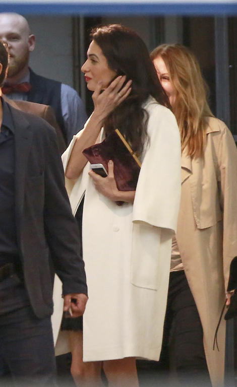 *EXCLUSIVE* George Clooney and Amal Alamuddin night out with friends at SoHo House