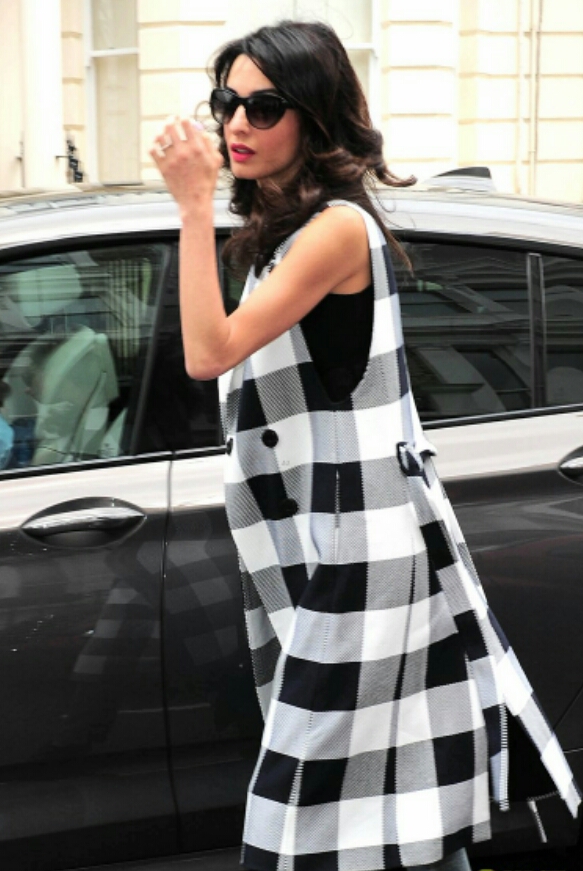 amal checked coat