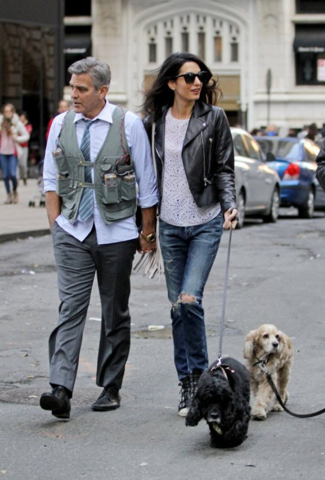 Amal-Alamuddin-Visits-George-Clooney-Set-His-Dog